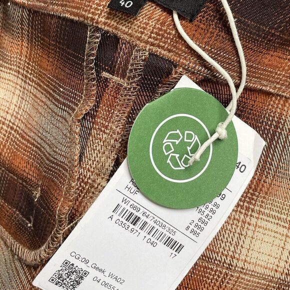 C&A Clockhouse Pants Womens 40 Brown Plaid Trousers NEW Straight Wide Leg 28" W - Picture 10 of 10